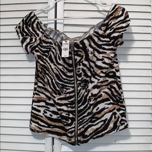 Express animal print off the shoulder top